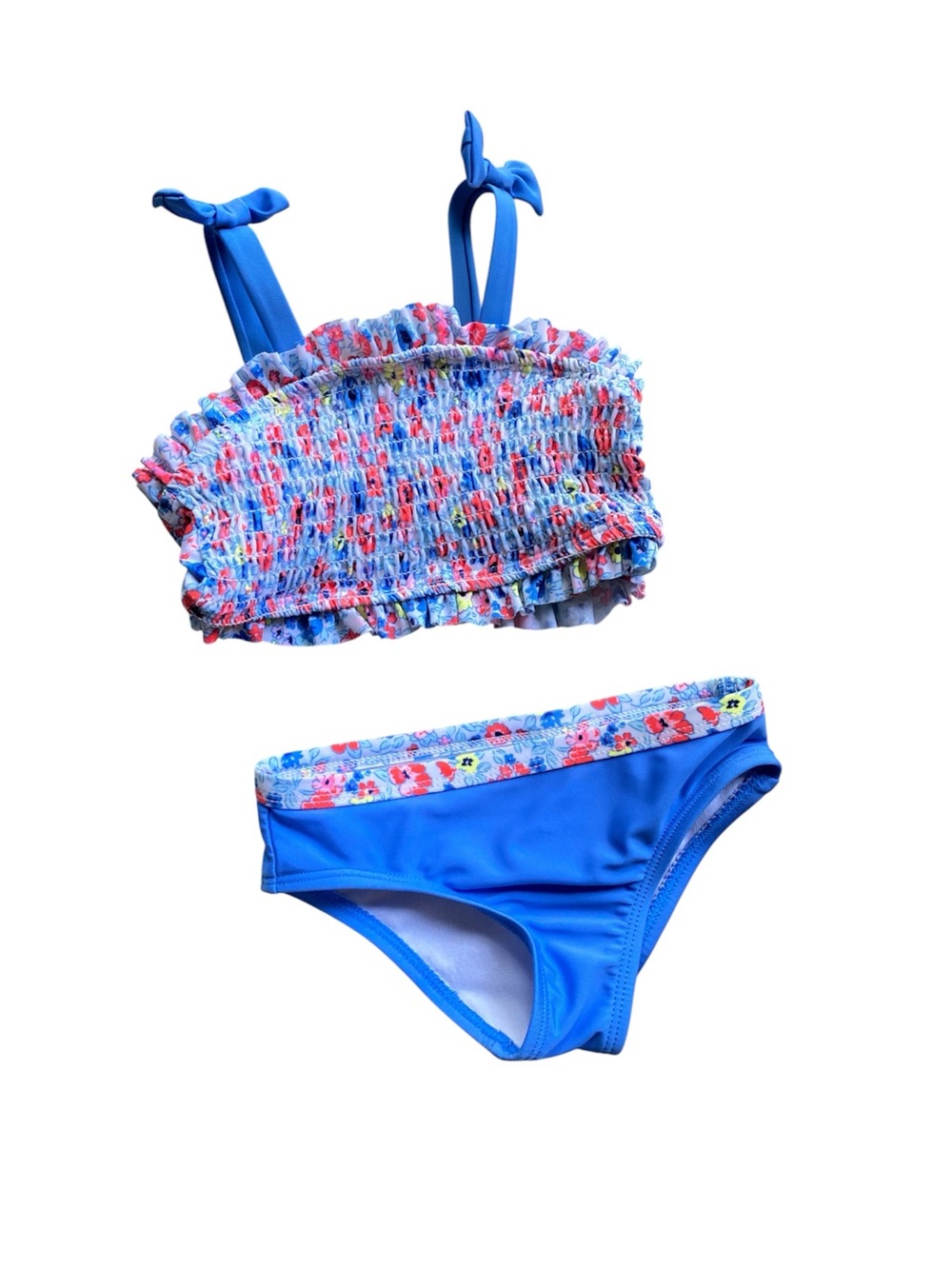 wonder nation Blue & Pink Pastel Floral Smocked Baby Swimsuit